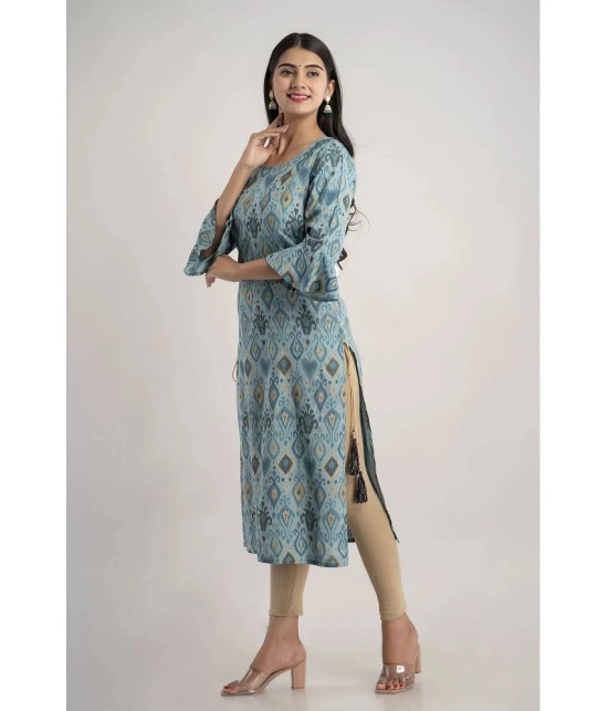 MAUKA - Turquoise Rayon Womens Straight Kurti ( Pack of 1 ) - None