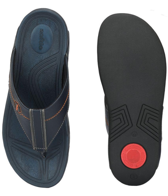 softio - Blue Mens Leather Slipper - None