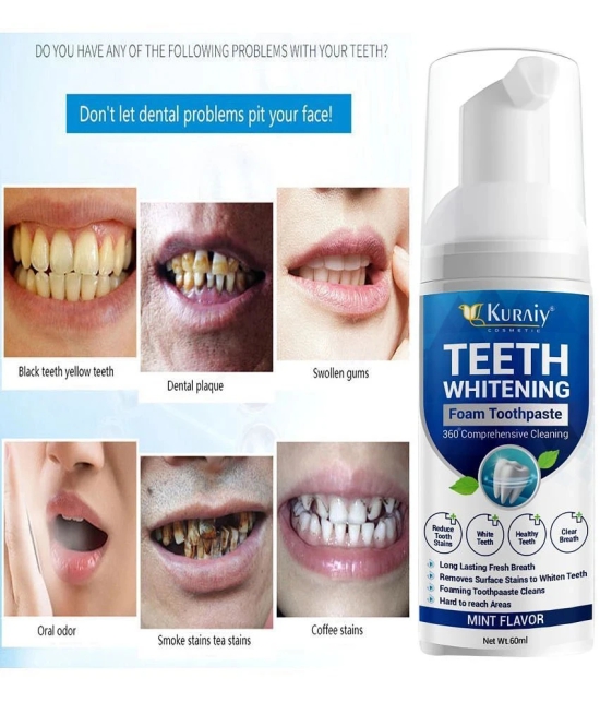 KURAIY Teeth Whitening Oral Hygiene Breath Toothpaste Foam 60ML