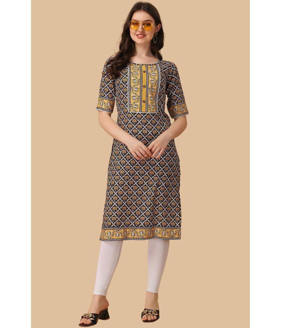 Glomee - Black Crepe Women's Straight Kurti ( Pack of 1 ) - None