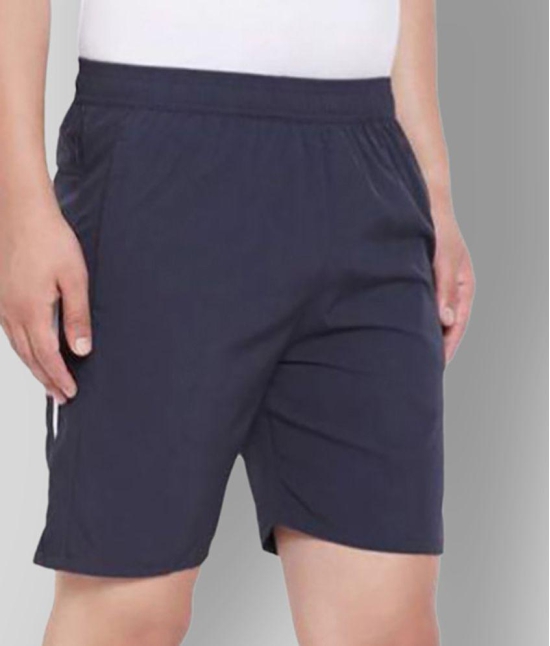 RANBOLT Navy Polyester Lycra Fitness Shorts - None