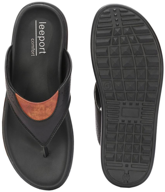 Leeport - Black Mens Thong Flip Flop - None