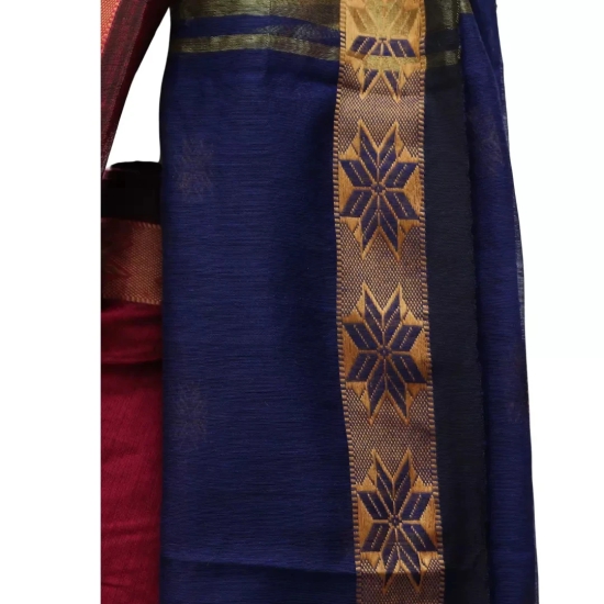 Tisser Maheshwari Cotton Silk saree with blouse piece