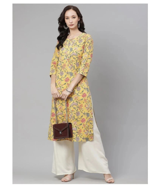 Divena - Yellow Cotton Womens Straight Kurti - 3XL