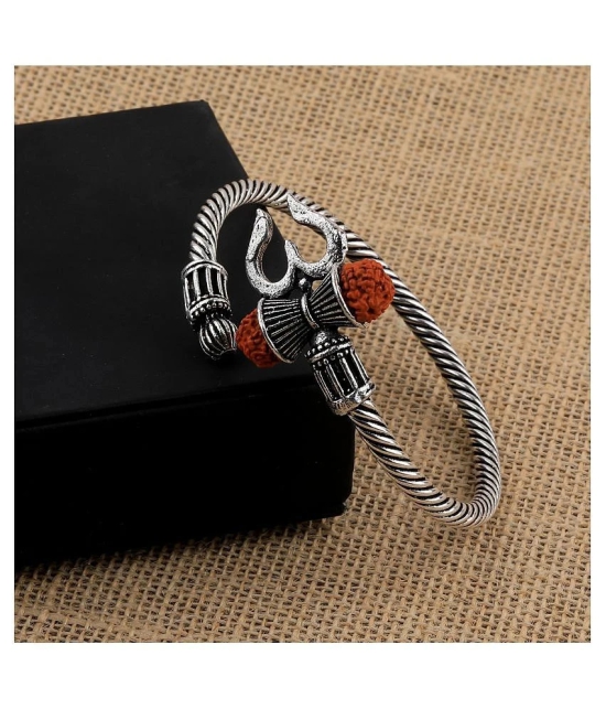 SILVER SHINE Adjustable  Trishul Damroo Rudraksha Bahubali Kada Bracelet Mahakal For Men Boys Girls - None