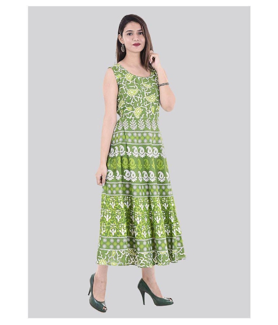 Rangun Cotton Green A- line Dress - XL