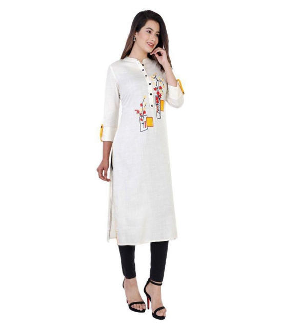 Kbz White Rayon Straight Kurti - XXL