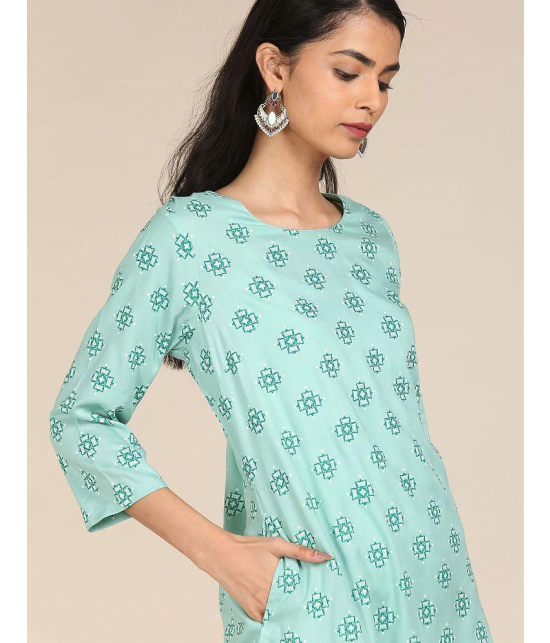 Karigari - Asymmetrical Rayon Green Women's Kurti ( Pack of 1 ) - None