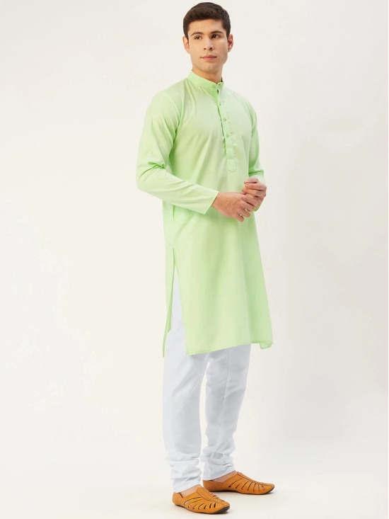 Jompers Mens Lime Cotton Solid Kurta Only-XL / Green