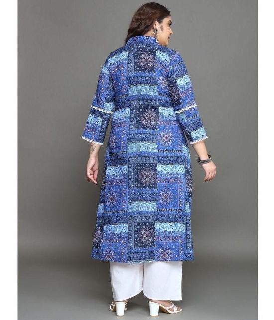 Tissu Cotton Printed Kurti With Palazzo Womens Stitched Salwar Suit - Blue ( Pack of 1 ) - None