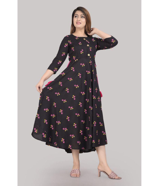 SIPET - Black Rayon Womens Flared Kurti ( Pack of 1 ) - None