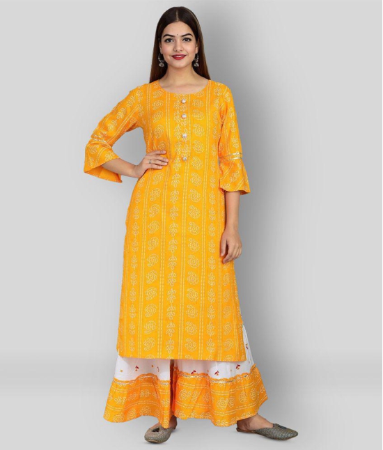 Lee Moda - Yellow Straight Rayon Womens Stitched Salwar Suit ( Pack of 1 ) - XXL