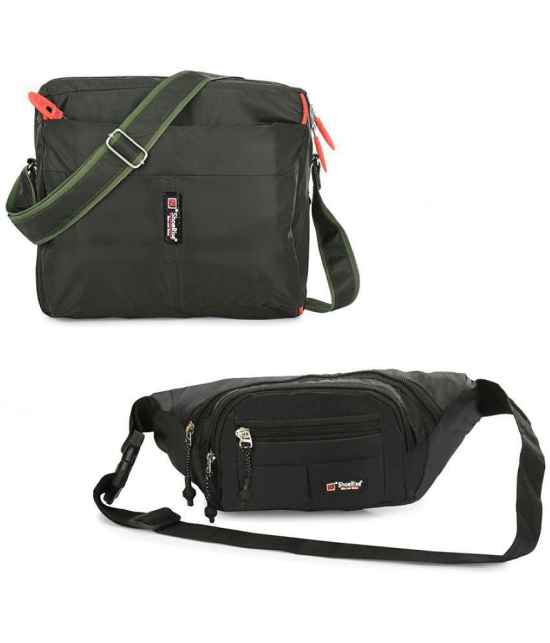 ShoeRise Green Solid Messenger Bag - Green