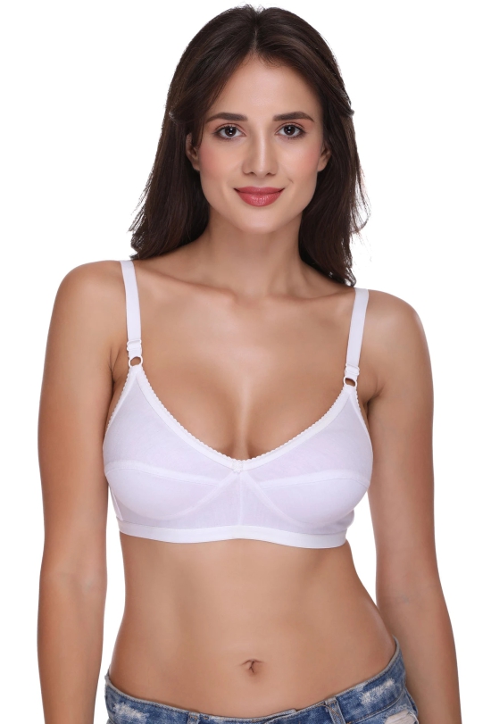 Sona H 04 Women Non Padded Non Wired Medium Coverage Comfortable Cotton T-Shirt Bra-30 / B / White