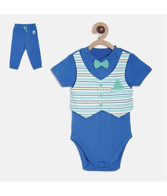 MINI KLUB - Blue Cotton Bodysuit For Baby Boy ( Pack Of 2 ) - None