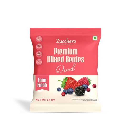 Zucchero Premium Mixed Berries, Unsalted, 30gx12(Pocket Pack) (Blueberry, Cranberry, Black Currant, Strawberry, Cherry)