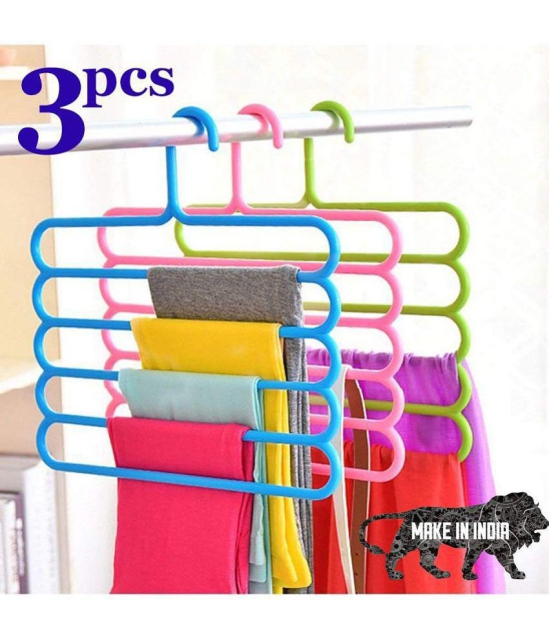 5 Layer hangers for Pants, Clothes & Wardrobe Storage Organizer Rack (Pack of 3)