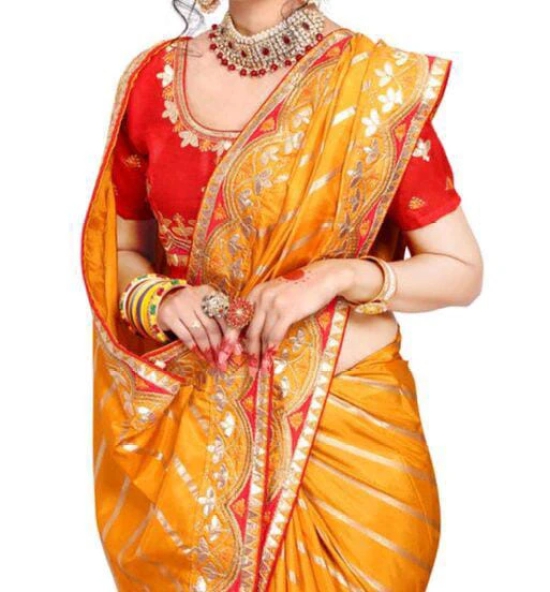 Beautiful Art Silk Saree with Blouse piece (Special Surprise Discount for Lucky customer)-Yellow