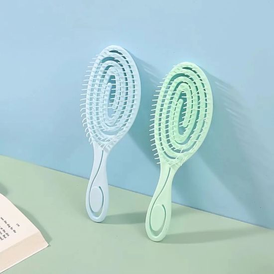 Oval Shape Hair Brush (Multi Colours)-Green