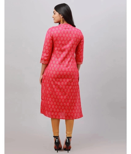 Alena Cotton Embellished Straight Womens Kurti - Pink ( Pack of 1 ) - None