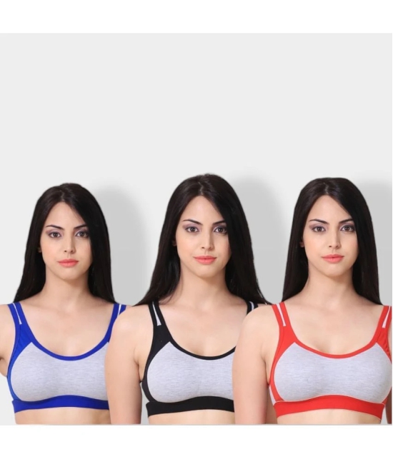 ICONIC ME Multicolor Cotton Non Padded Womens Everyday Bra ( Pack of 3 ) - None