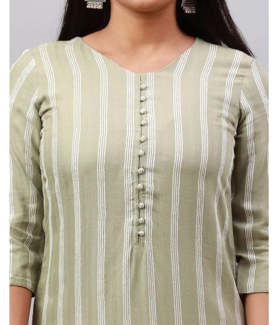 Alena Rayon Striped Asymmetrical Womens Kurti - Green ( Pack of 1 ) - None