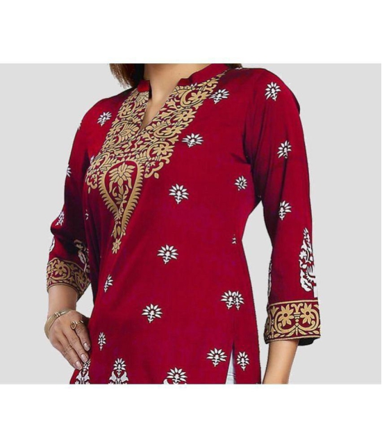 Meher Impex Crepe Printed A-line Womens Kurti - Red ( Pack of 1 ) - None