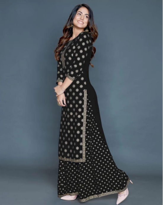 Solace Fab Elegant Rayon Kurta Palazzo Set (Black)