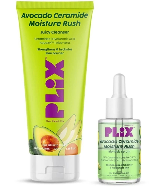 Plix Barrier Repair Regime with Avocado Ceramide Moisture Rush Serum & Cleanser(Pack of 2)