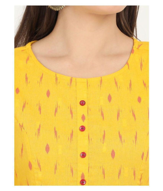 Alena - Yellow Cotton Women''s Flared Kurti - XL