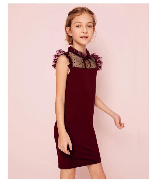 Addyvero - Maroon Cotton Blend Girls Bodycon Dress ( Pack of 1 ) - None