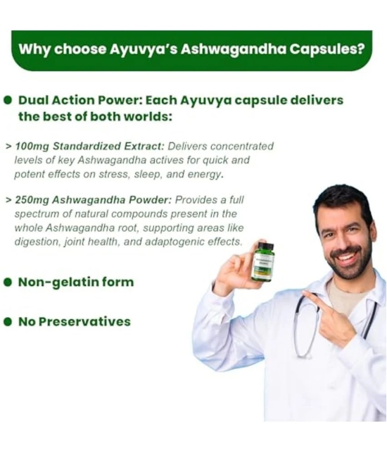 Ayuvya Ashwagandha Capsules | Experience Holistic Wellness with Organic Ashwangdha | Naturally Relieve Stress, Enhance Sleep, Boost Energy, and Support Immunity