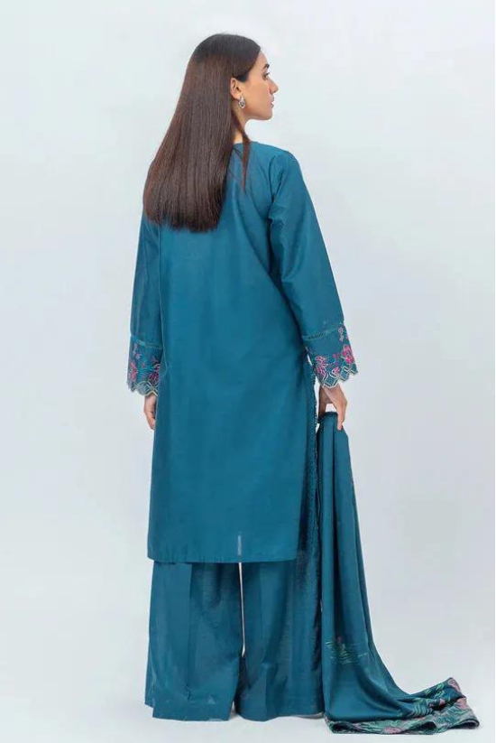 Beechtree Unstitched Shawl 23 - 3 PIECE - EMBROIDERED CAMBRIC SUIT WITH WOVEN SHAWL - CHIC FLORENCE