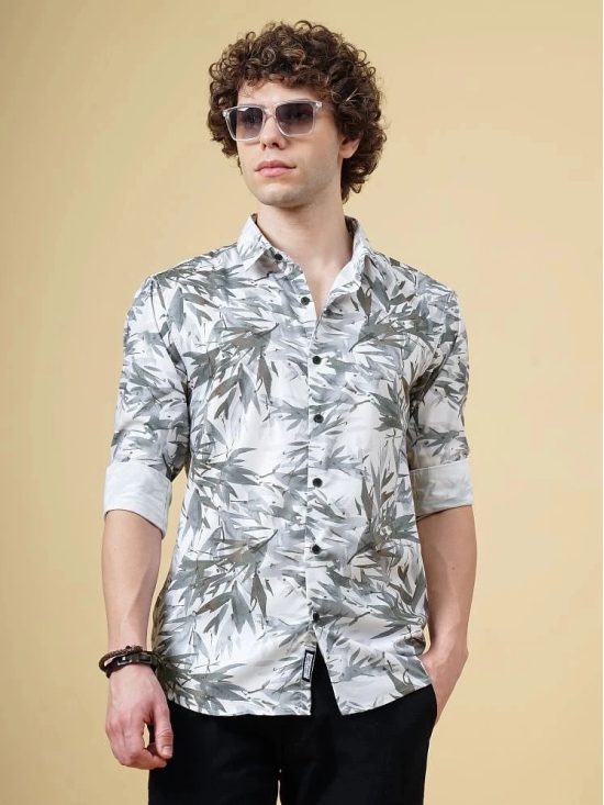 Paul Street Polyester Slim Fit Printed Full Sleeves Mens Casual Shirt - White ( Pack of 1 ) - None