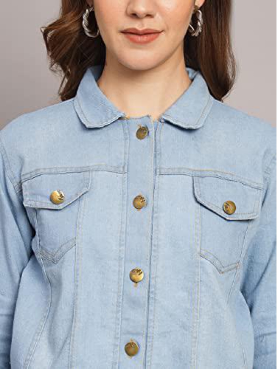 FUNDAY FASHION Women's Full Sleeve Solid Denim Jacket