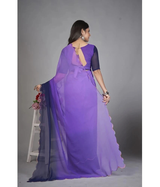 Apnisha Georgette Dyed Saree With Blouse Piece - Purple ( Pack of 1 ) - Purple