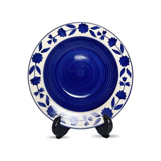 Ceramic Dining Royal Blue Floral Hand-painted Ceramic Deep Pasta Plate