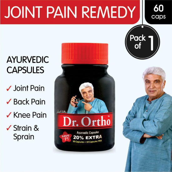 Dr Ortho Joint Pain Relief Capsules 60Caps, (Ayurvedic Medicine Helpful in Joint Pain, Back Pain, Knee Pain, Neck Pain) - Ayurvedic Capsules