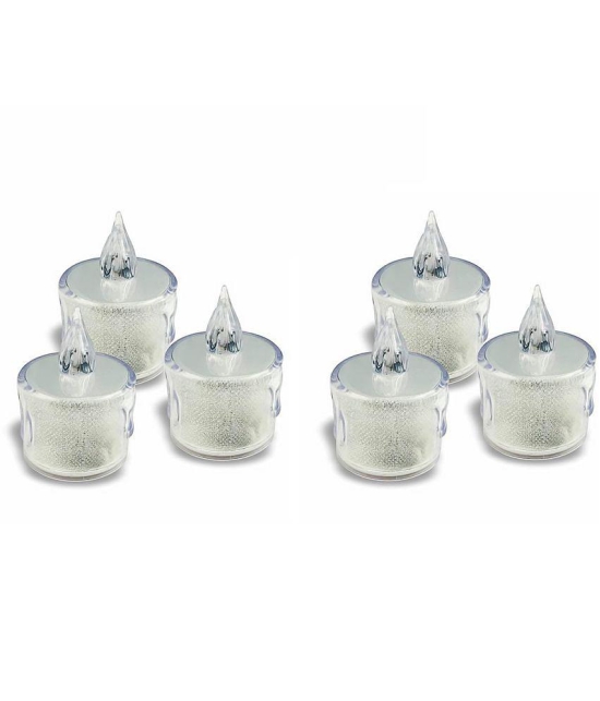 TINUMS - Off White LED Tea Light Candle 3 cm ( Pack of 6 )