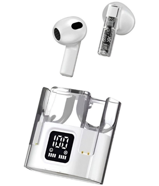 VEhop Transparent Design Bluetooth True Wireless (TWS) In Ear 24 Hours Playback Fast charging,Low Latency IPX4(Splash & Sweat Proof) White