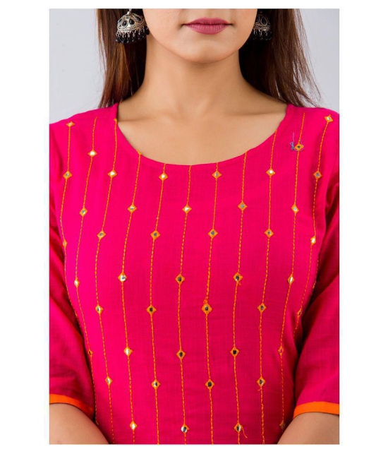 FabbibaPrints Pink Cotton Straight Kurti - M