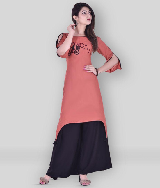 Maquien Peach Rayon Asymmetrical Kurti - 4XL