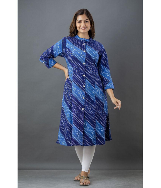 Lee Moda - Blue Cotton Women's Front Slit Kurti ( Pack of 1 ) - None