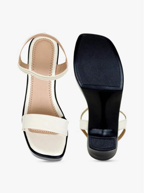 Cream-Coloured Colourblocked Block Sandals