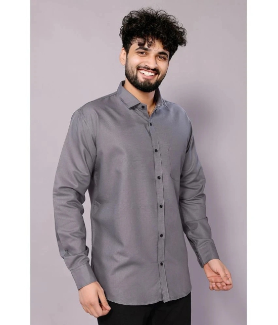 Anand Cotton Blend Regular Fit Solids Full Sleeves Mens Casual Shirt - Grey ( Pack of 1 ) - None