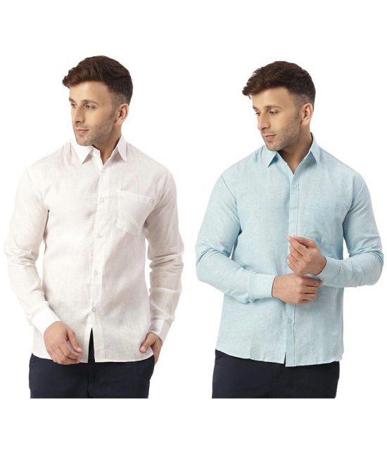 KLOSET By RIAG 100% Cotton Regular Fit Solids Full Sleeves Men's Casual Shirt - Light Blue ( Pack of 2 ) - None