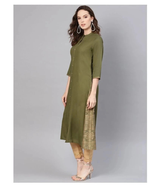 Juniper - Green Rayon Womens Flared Kurti ( Pack of 1 ) - L