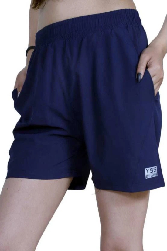 Solid Women Dark Blue Sports Shorts