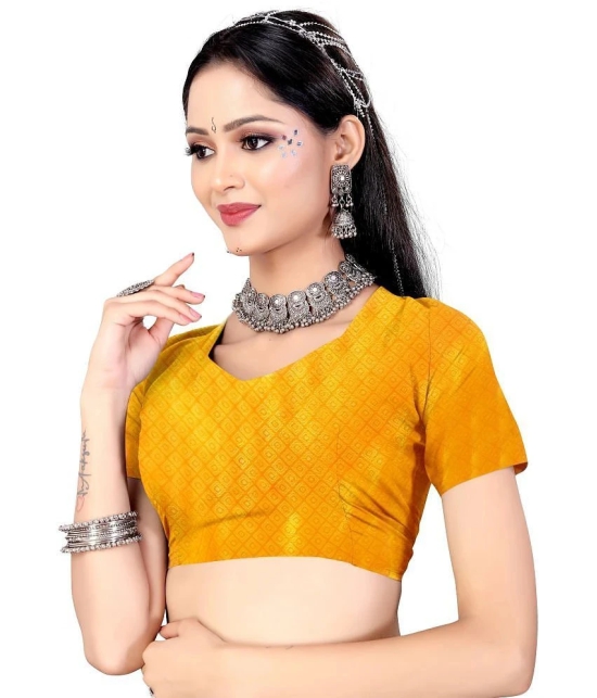 LEELAVATI - Yellow Crepe Saree With Blouse Piece ( Pack of 1 ) - Yellow