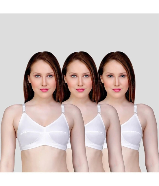 TCG - White Cotton Non Padded Womens Everyday Bra ( Pack of 3 ) - None